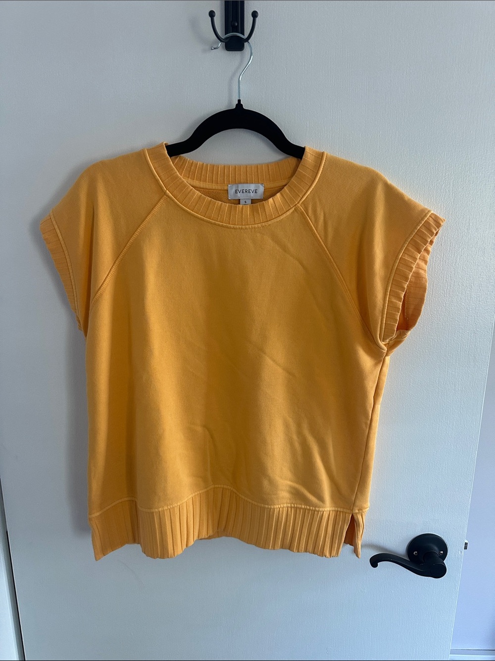 Evereve Sleeveless Rib-Trim Sweatshirt in Golden Yellow